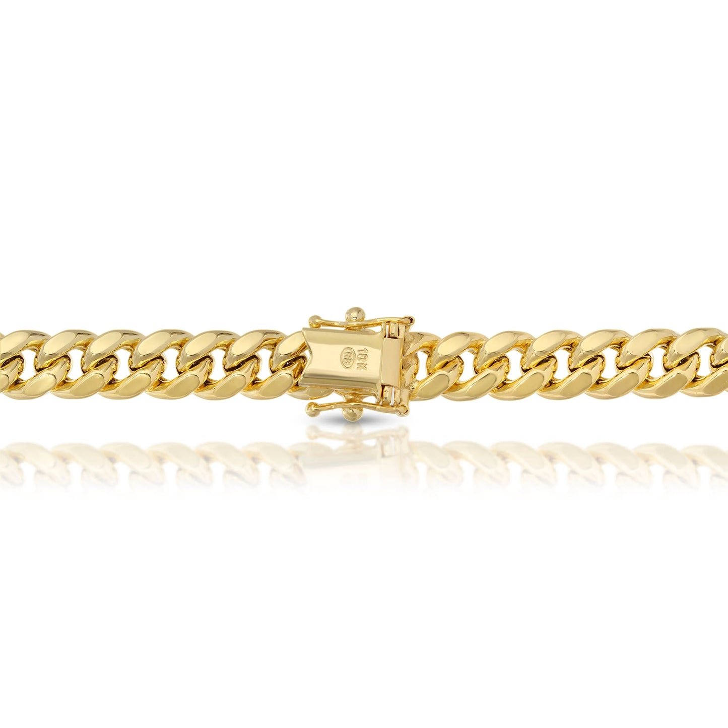 10k Semi-Solid Miami Cuban Chain 7.6mm (Box Lock)