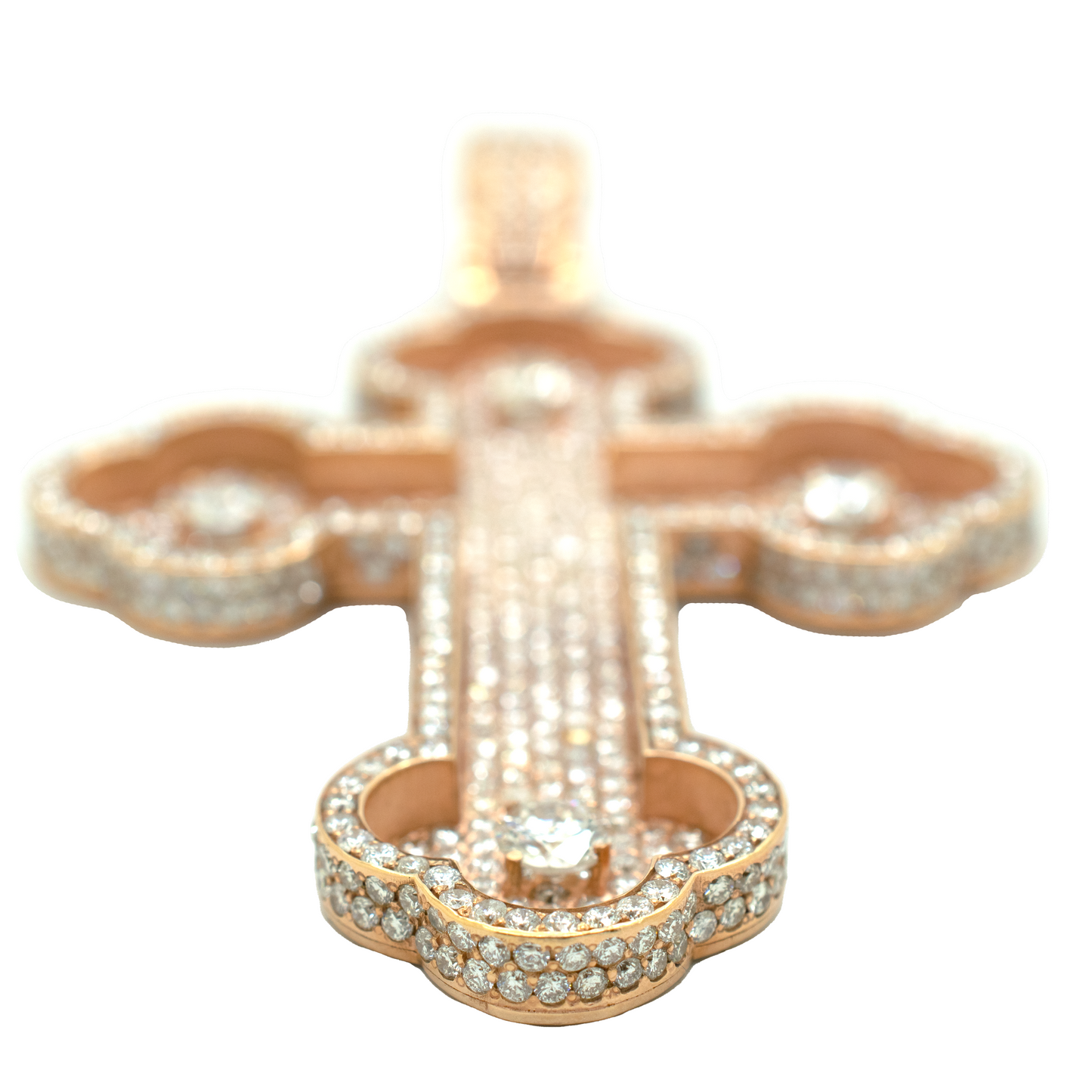 14k Rose Gold Diamond Crucifix 12ct