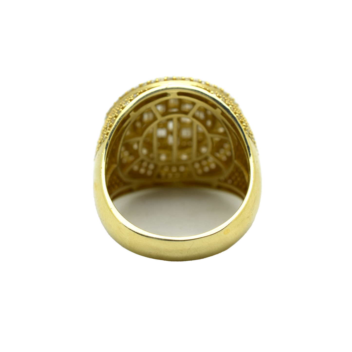 14k Gold Baguette & Round Diamond Circle Ring 2.90ct