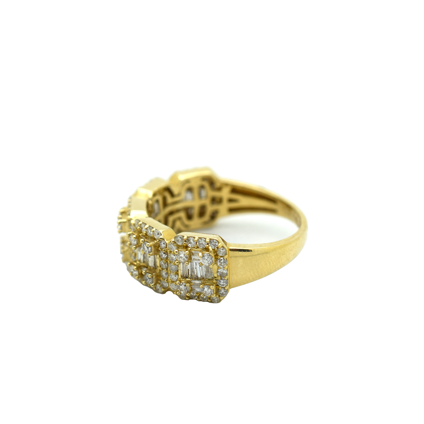 14k Gold Baguette & Round Diamond Ring 1.68ct