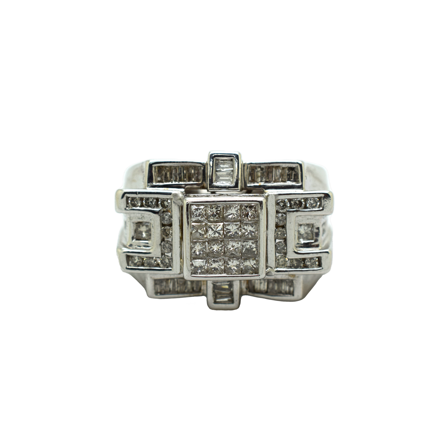 14k Gold Baguette, Round, & Princess Diamond Ring 2.42ct