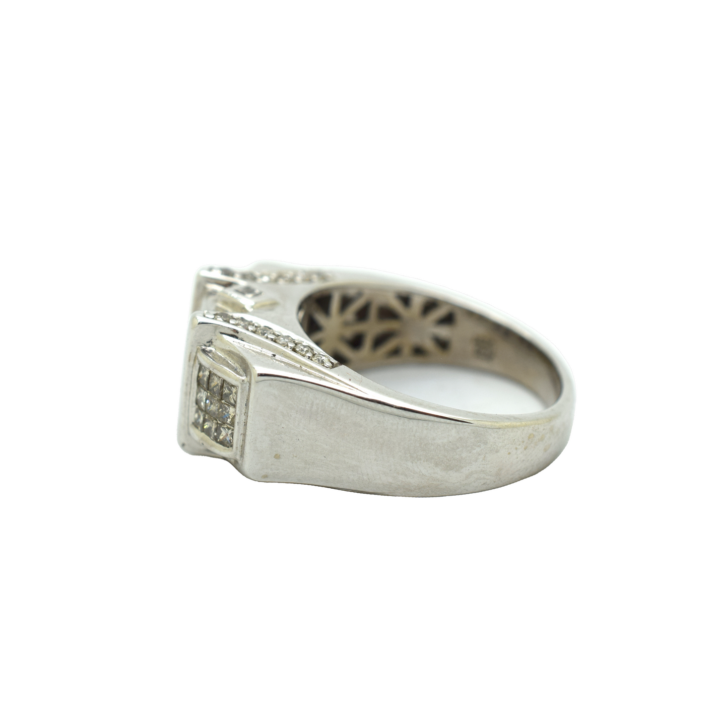 14k Gold Black & White Princess Diamond Square Ring