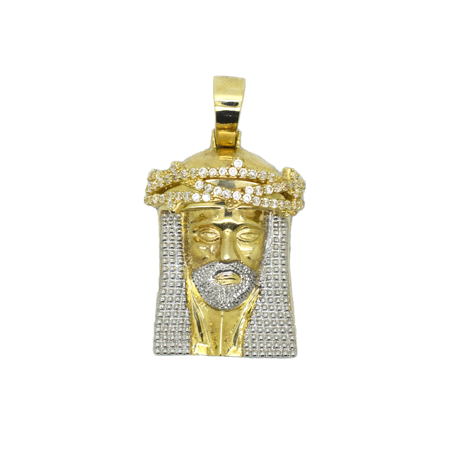 14k Gold CZ Jesus Head 9.1g