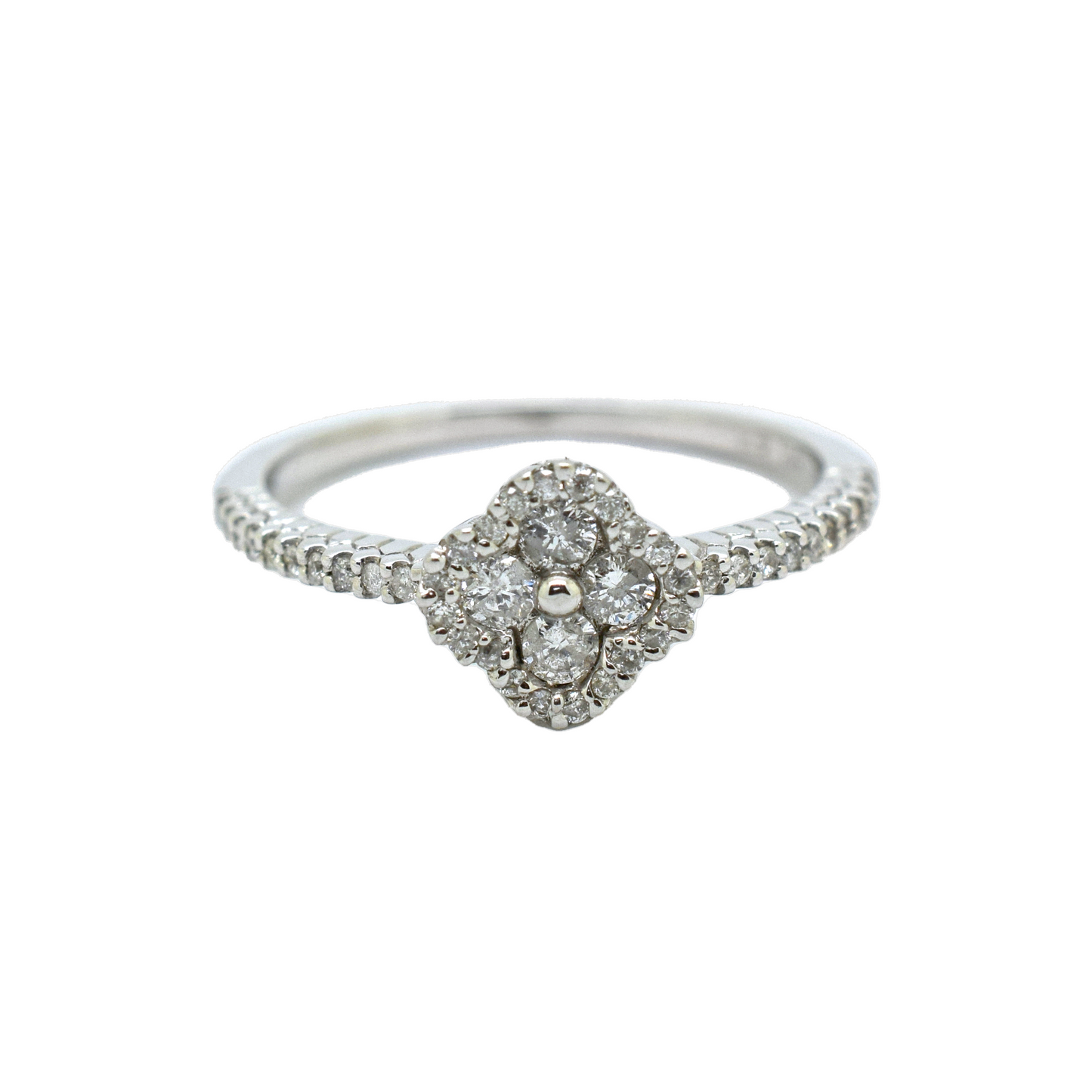 14k Gold Diamond Alhambra Ring 0.60ct