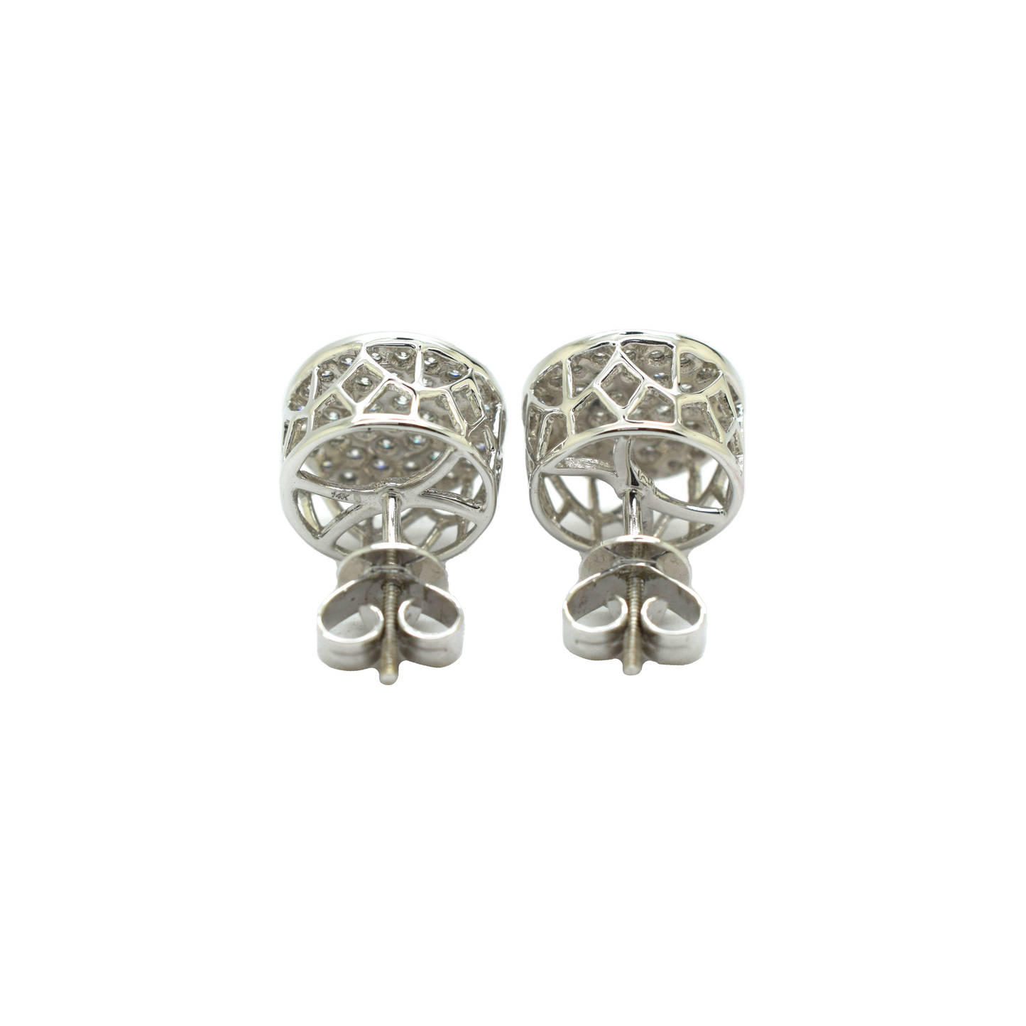 14k Gold Diamond Cluster Circle Earrings 1.25ct