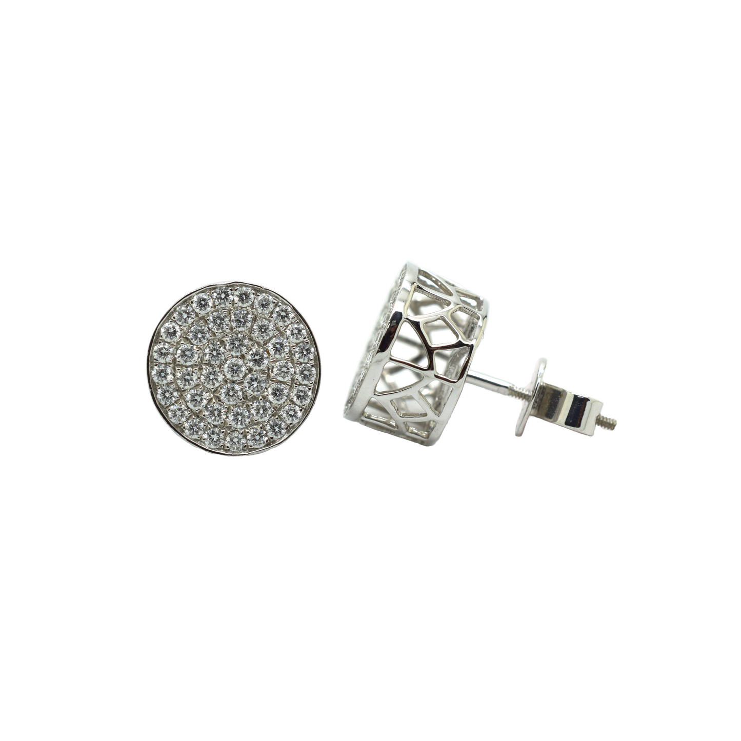 14k Gold Diamond Cluster Circle Earrings 1.25ct