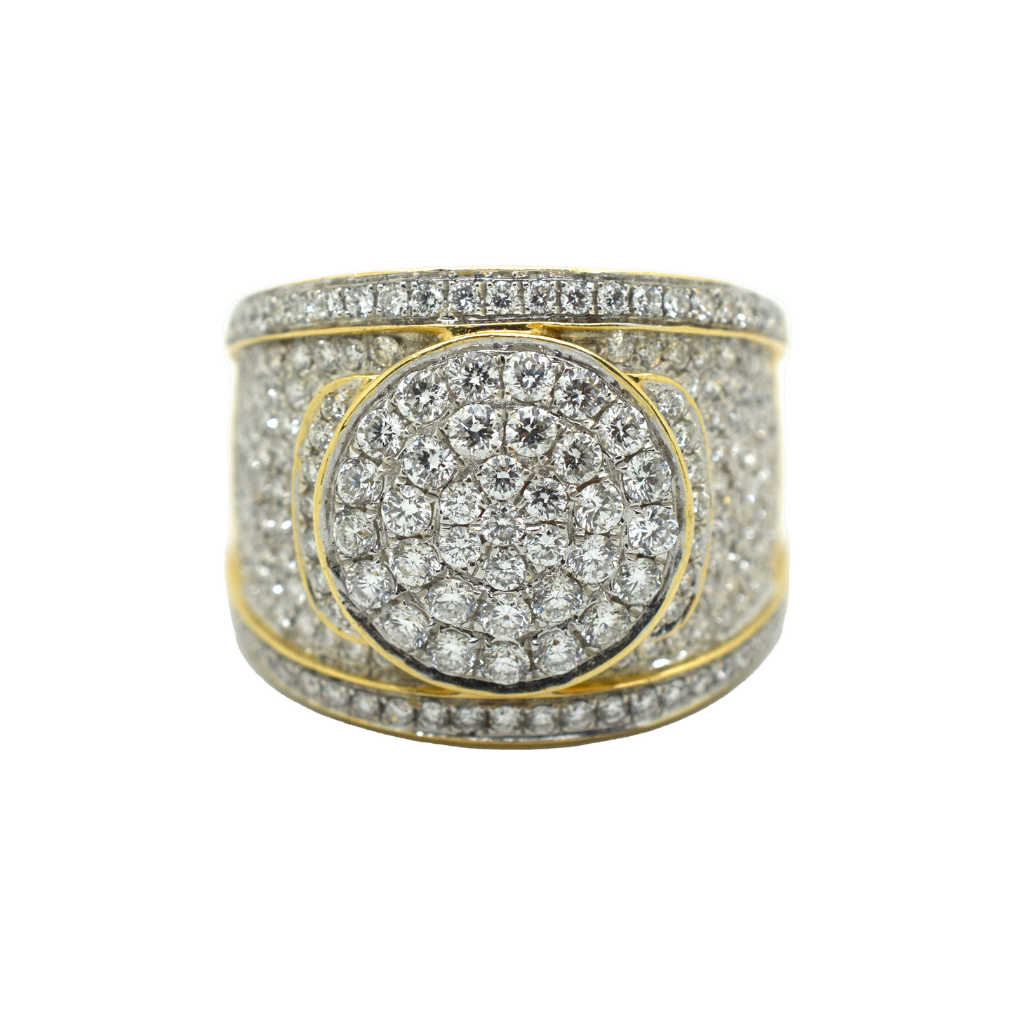 14k Gold Diamond Cluster Layered Circle Ring 3.75ct
