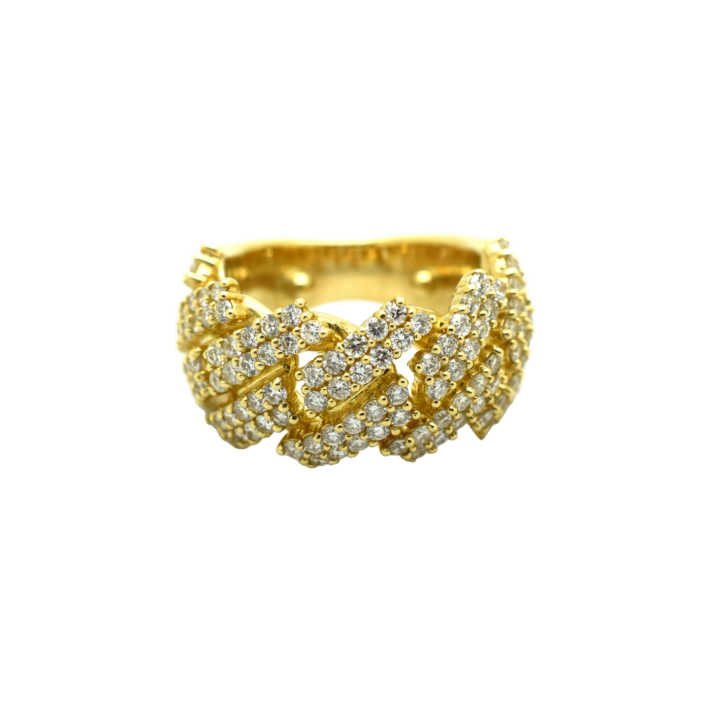 14k Gold Diamond Cuban Edge Ring 2.4ct