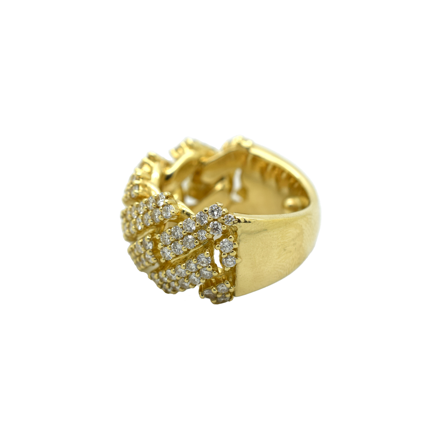 14k Gold Diamond Cuban Edge Ring 2.4ct