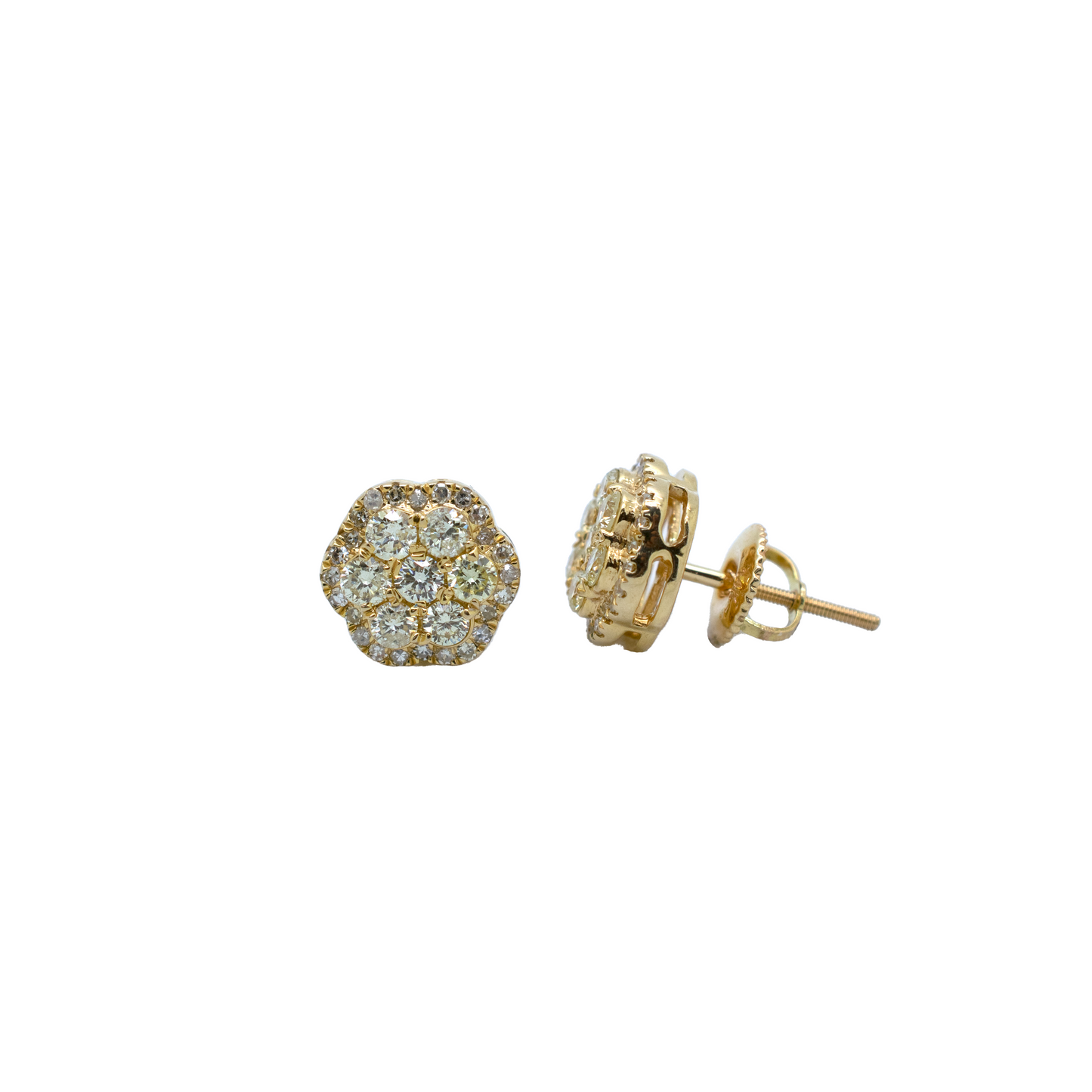 14k Gold Diamond Flower Earrings 1.46ct