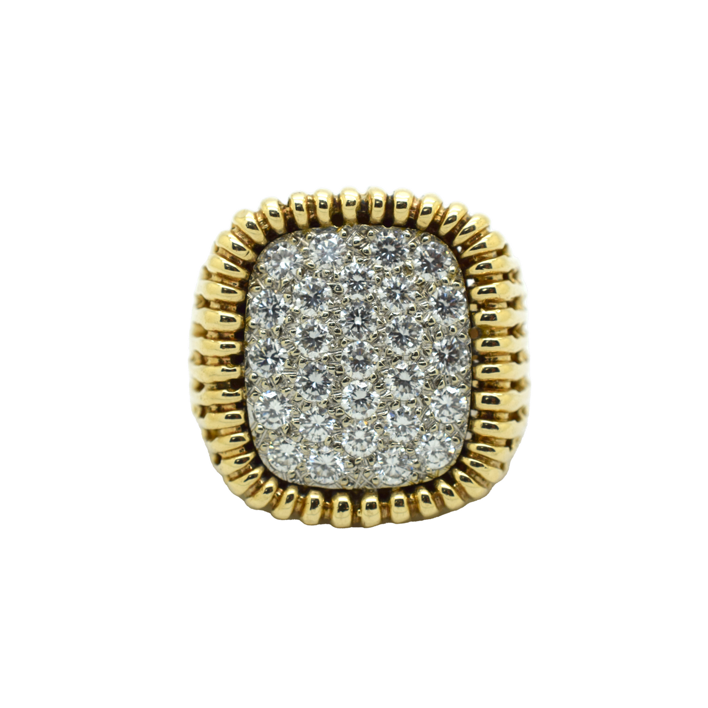 14k Gold Diamond Open Ribbed Ring 2.16ct