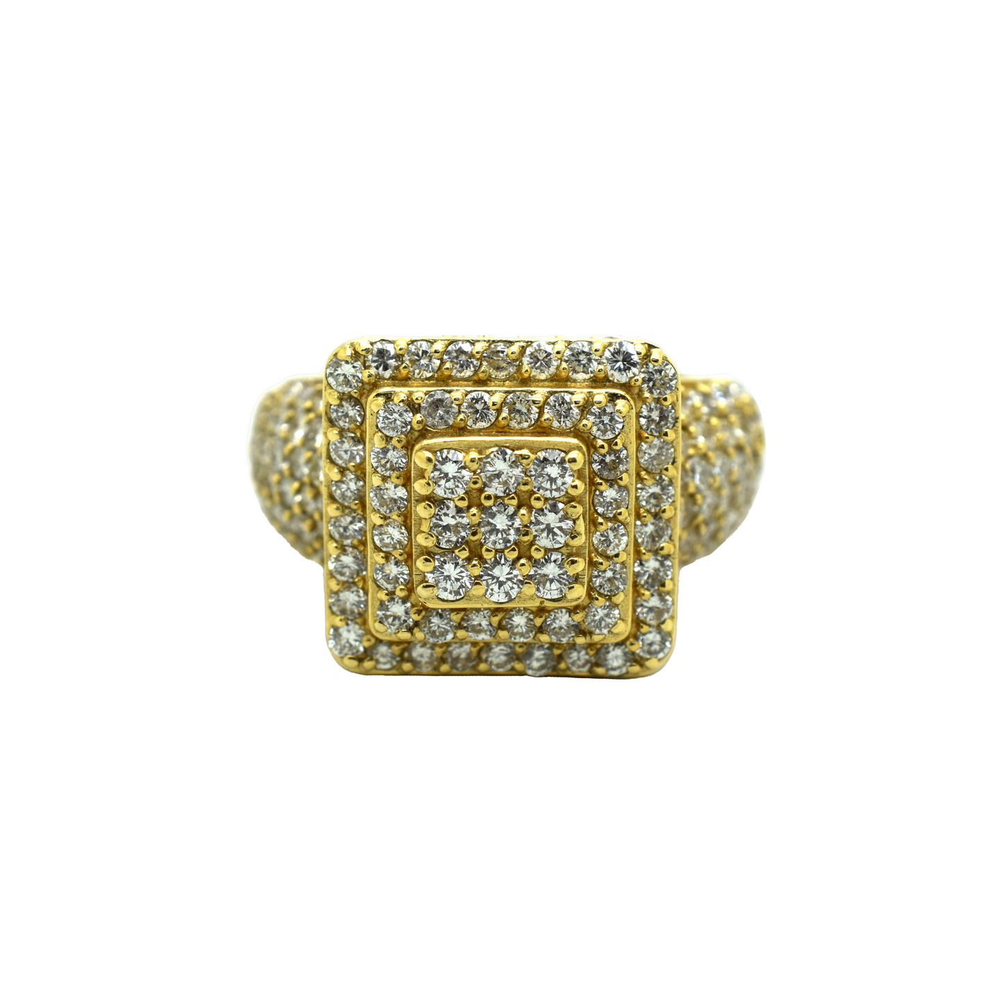 14k Gold Diamond Square Cake Ring 5.52ct