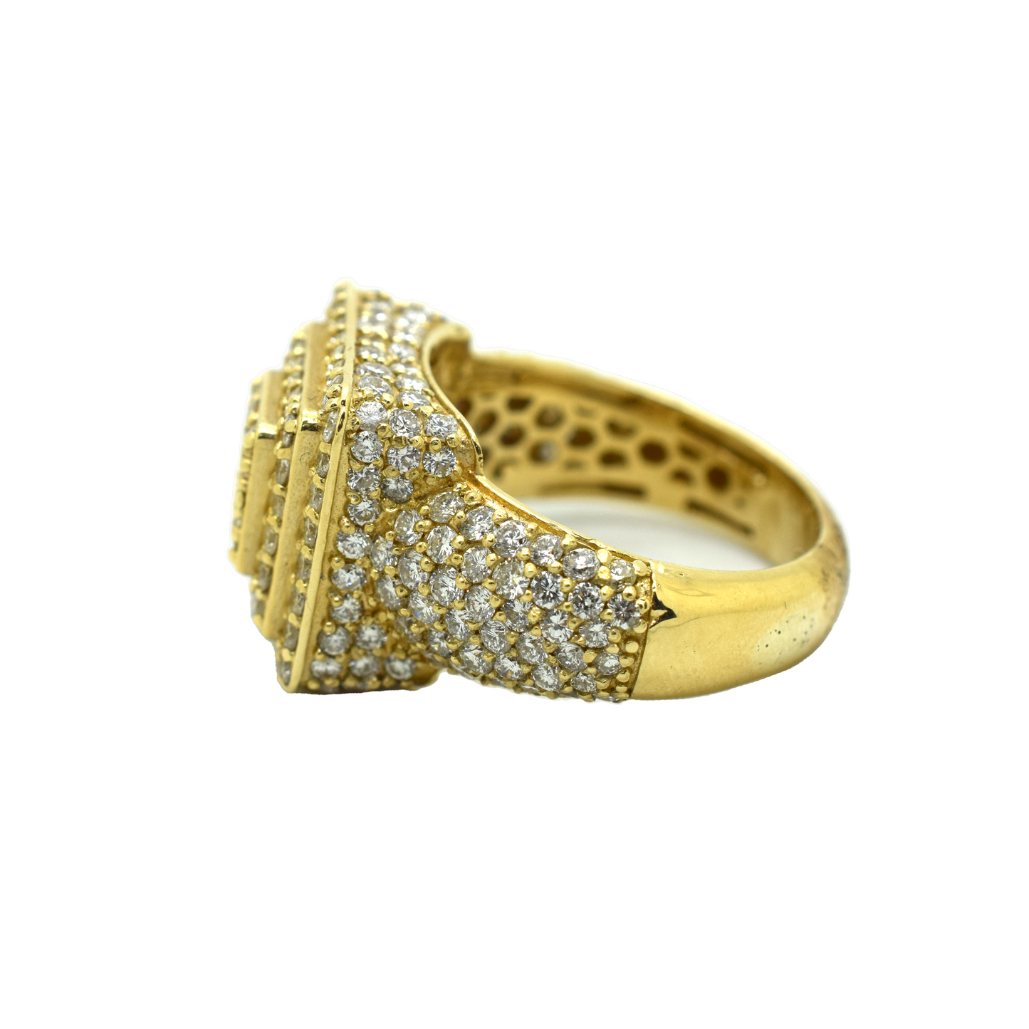 14k Gold Diamond Square Cake Ring 5.52ct