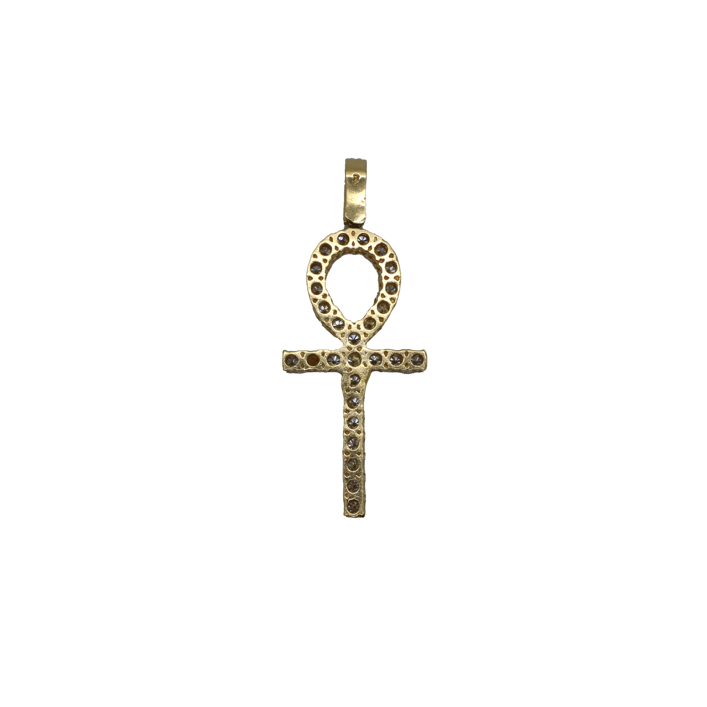 14k Gold Diamond Ankh Pendant 1.6ct
