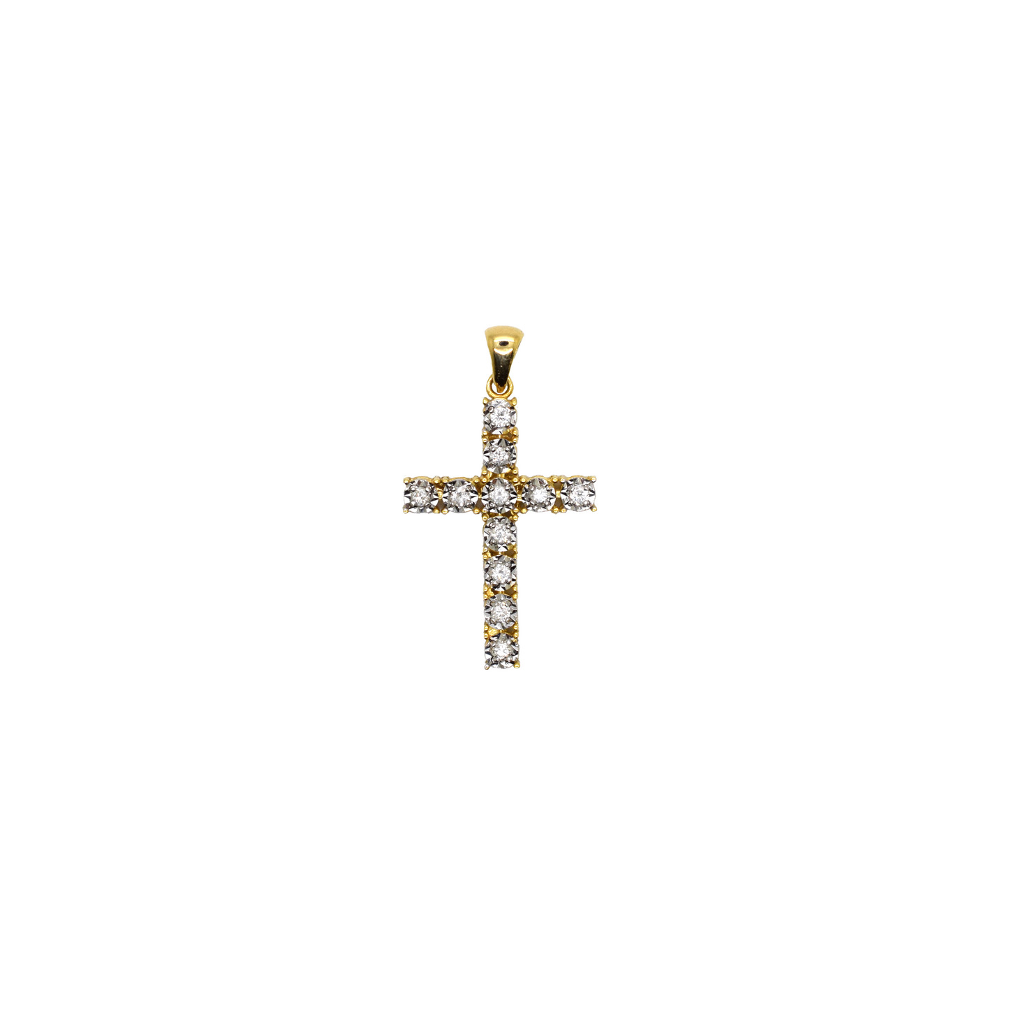 14k Gold Illusion Set Diamond Cross Pendant 0.44ct
