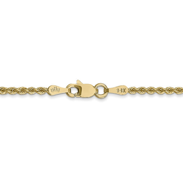 14k Semi-Solid Gold Rope Chain 1.8mm-2mm