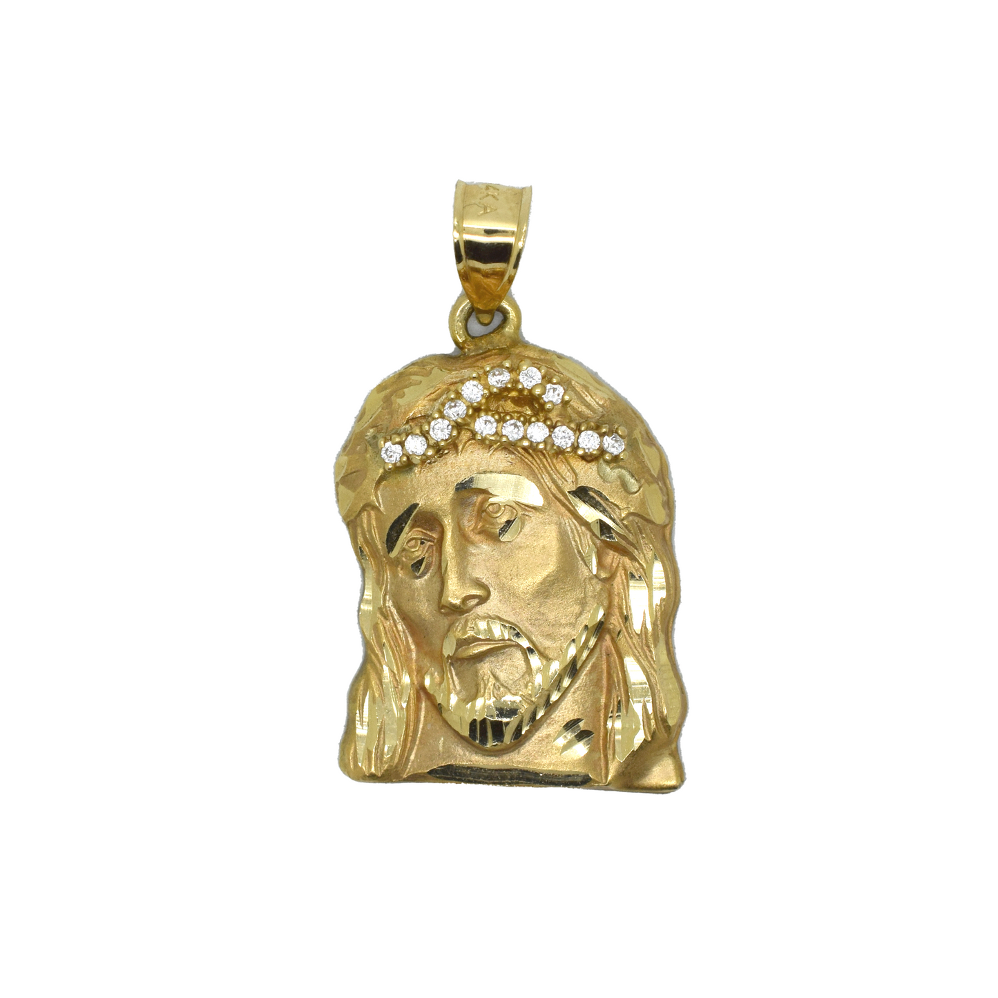 14k Gold CZ Jesus Head 8.3g