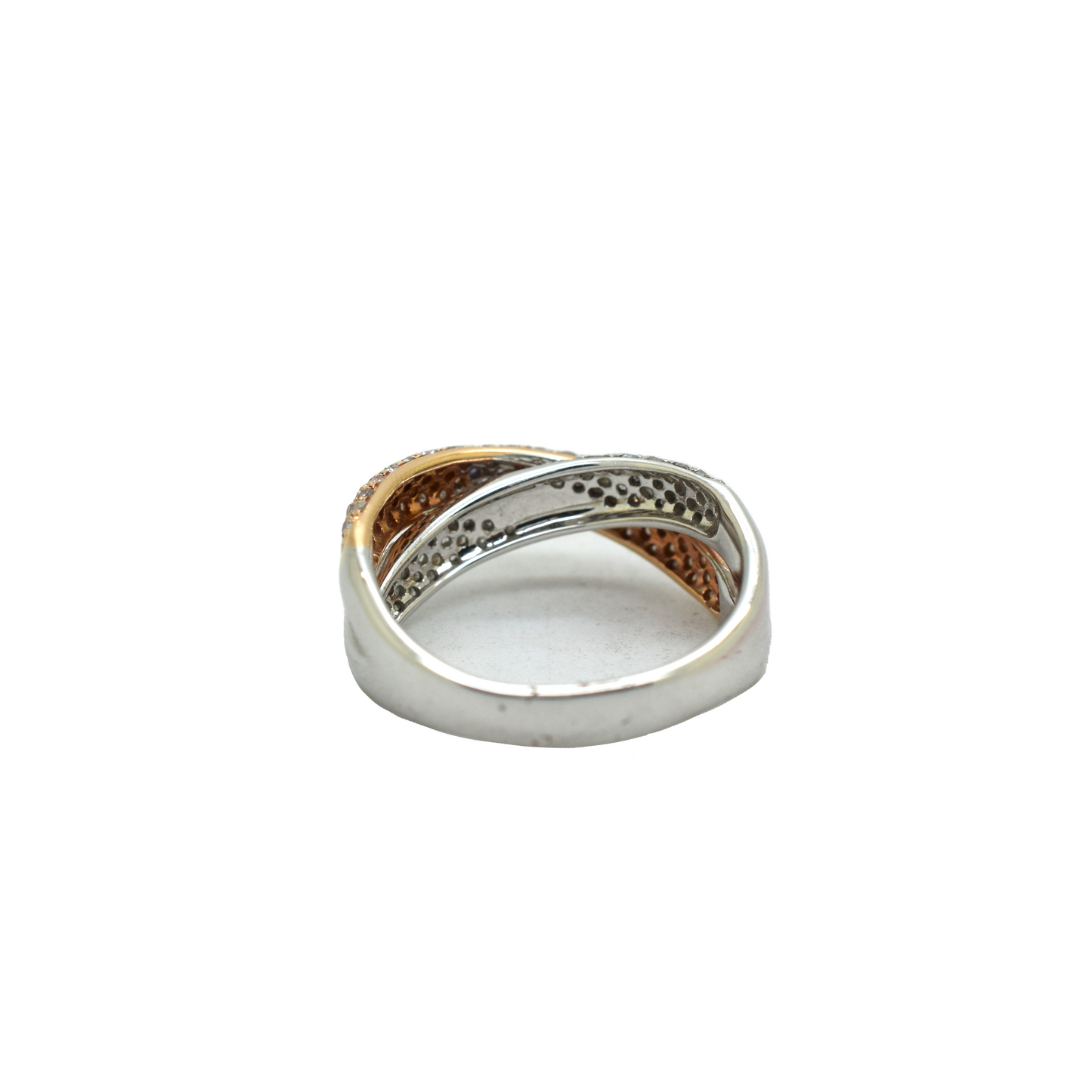 14k Two-tone Gold Diamond Crossover Ring 0.80ct