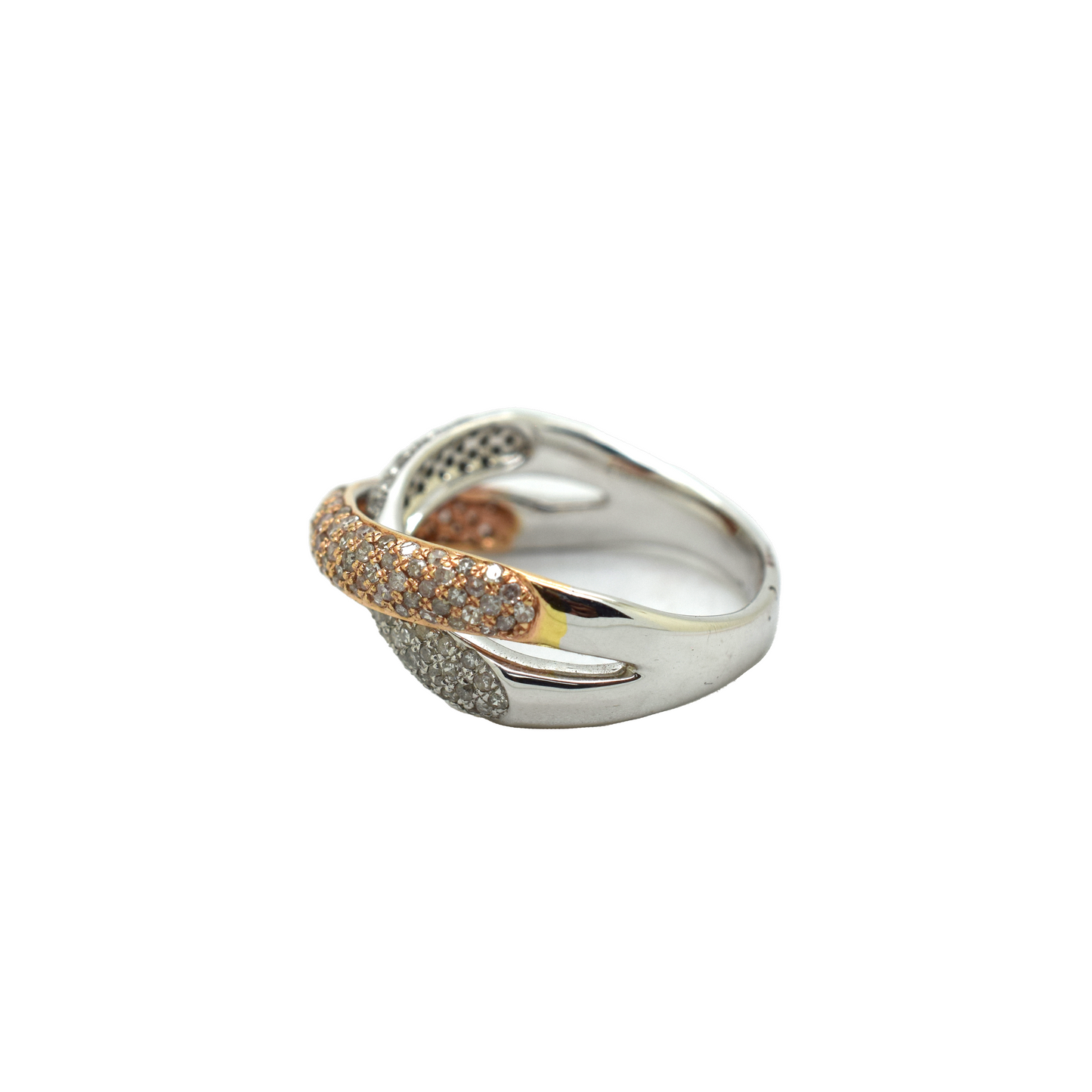 14k Two-tone Gold Diamond Crossover Ring 0.80ct