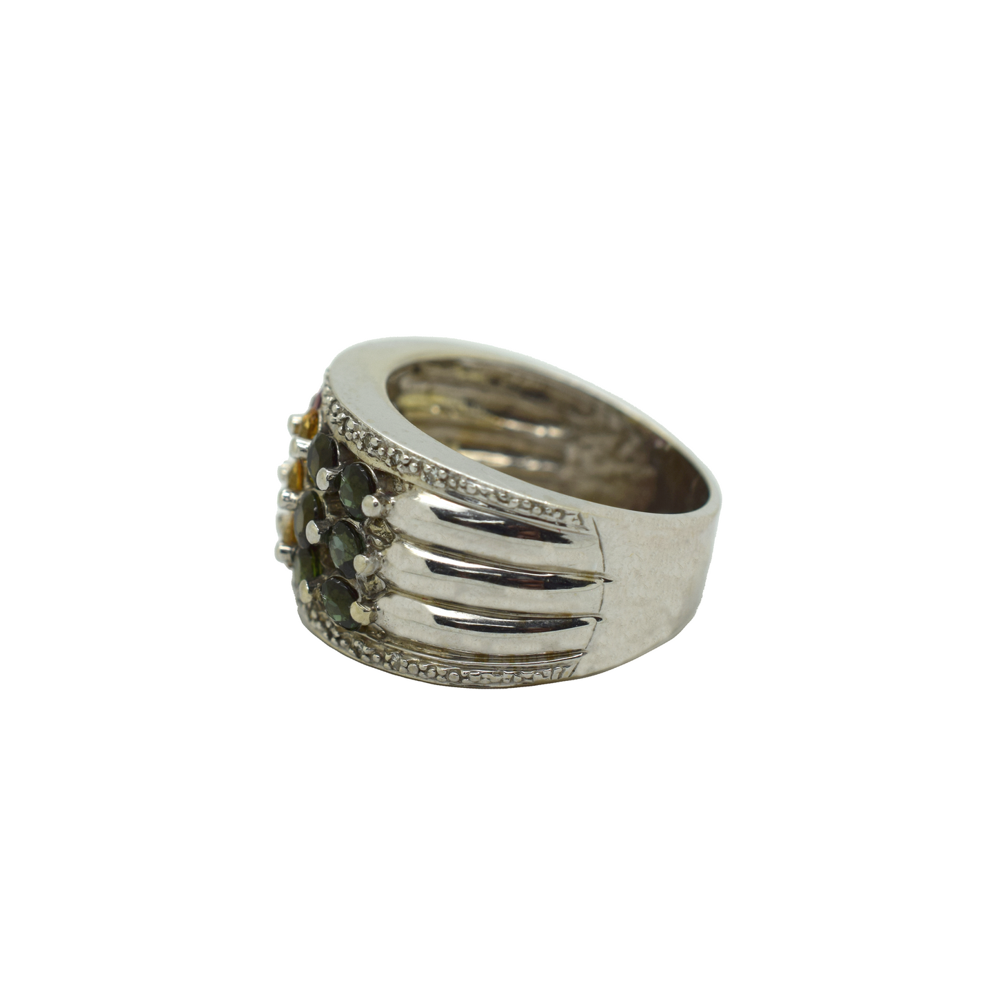 14k Gold Diamond Rainbow Ring 0.22ct