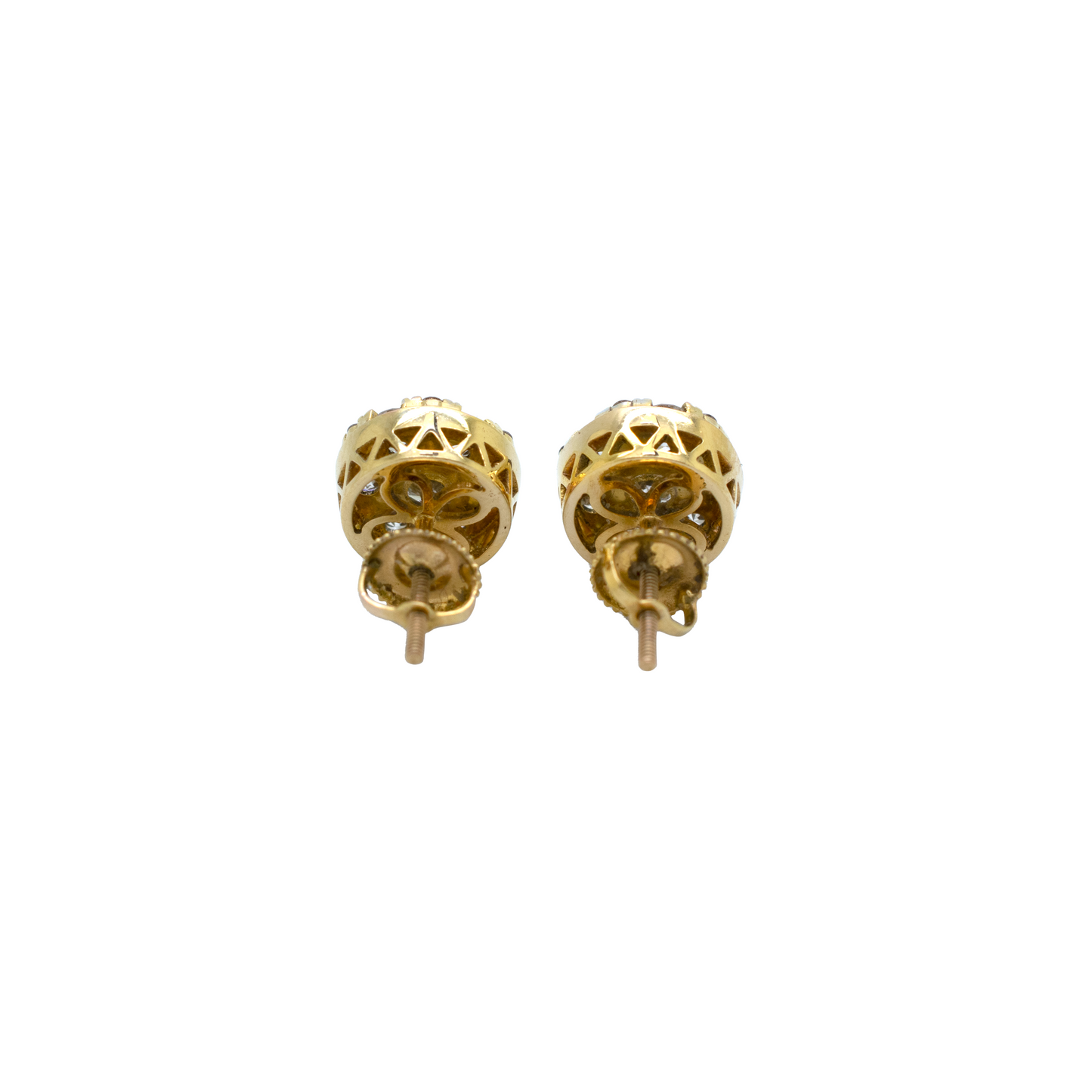14k Gold Diamond Cluster Circle Earrings 1.67ct