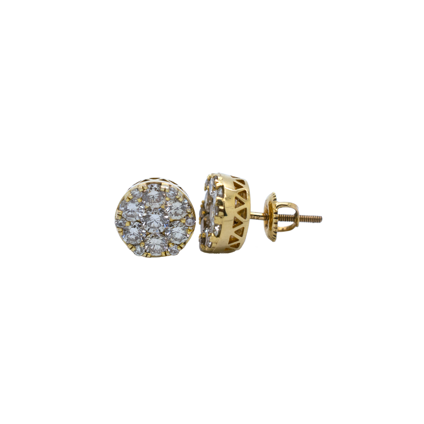 14k Gold Diamond Cluster Circle Earrings 1.67ct
