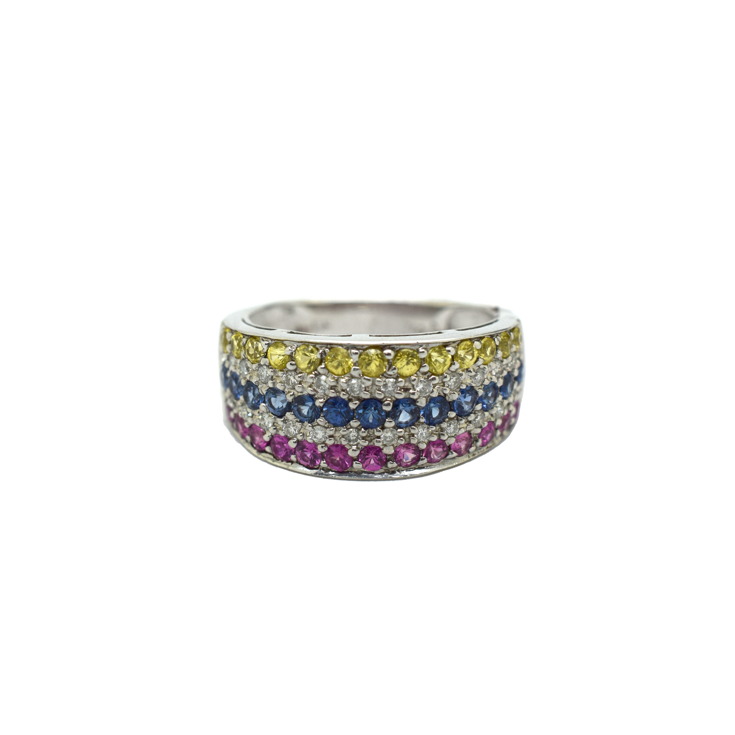 18k Gold Diamond Rainbow Ring 0.48ct