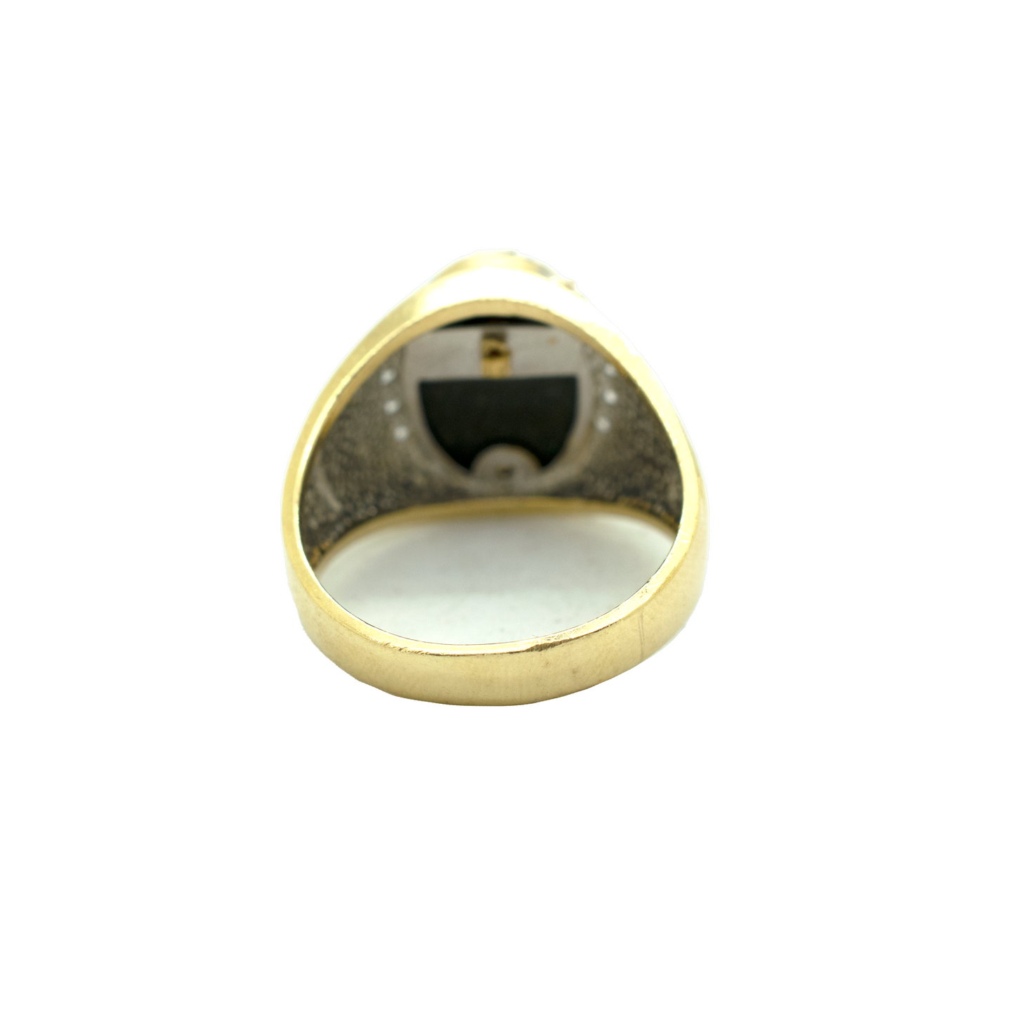 14k Gold Jesus on Cross with Onyx Ring