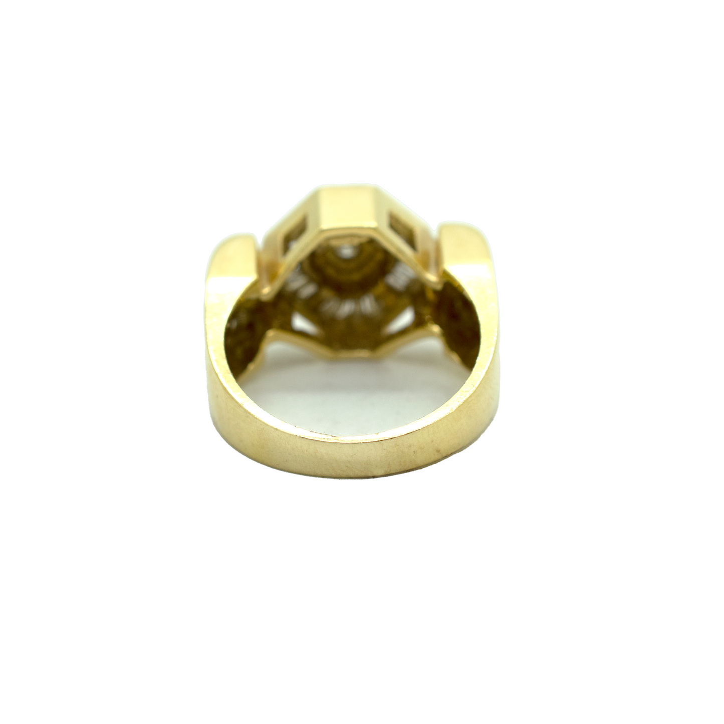 14k Gold Mixed Diamonds Octagon-Shaped Ring 1.3ct