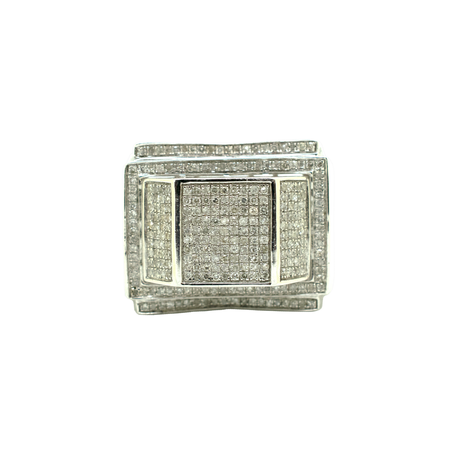 14k White Gold Diamond 3D Square Ring 2.4ct