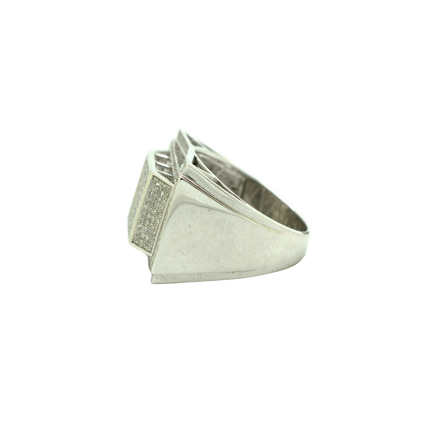 14k White Gold Diamond 3D Square Ring 2.4ct