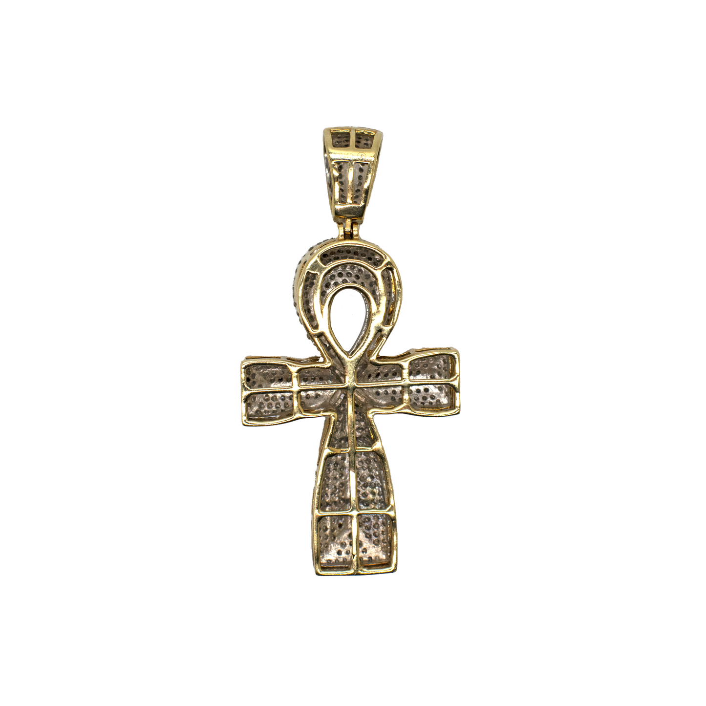 10k Gold Diamond Ankh Pendant 1.3ct