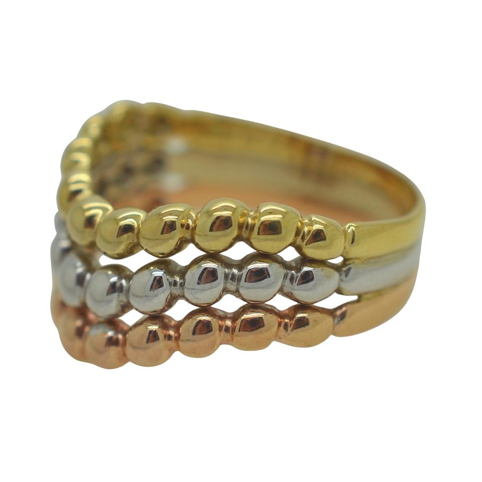 14k Tri-Gold Moon-cut Ring