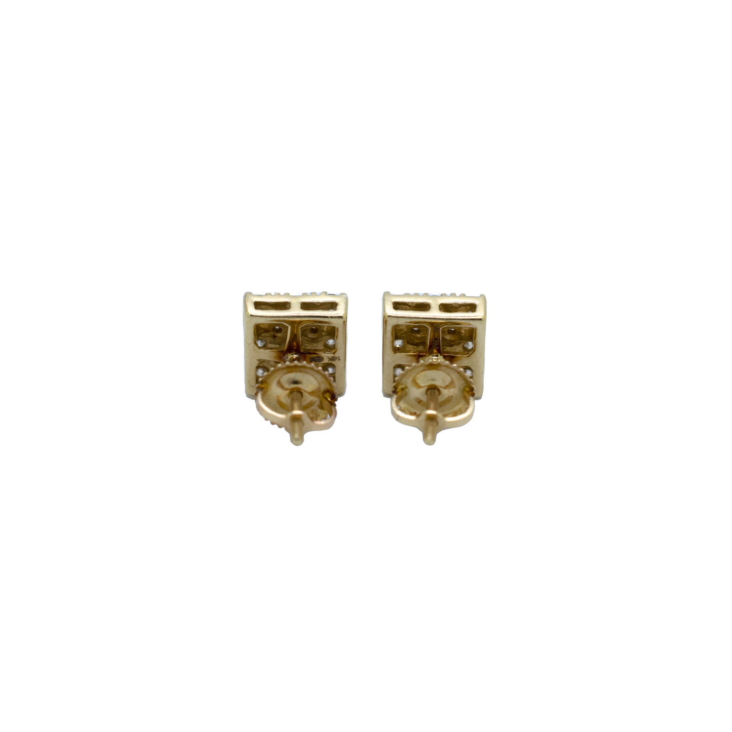 14k Gold Diamond Square Earrings 1ct