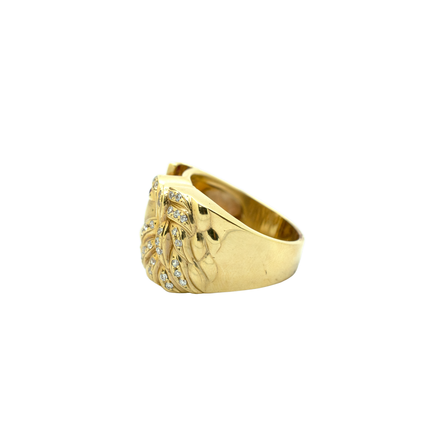 14k Gold CZ Lion Ring