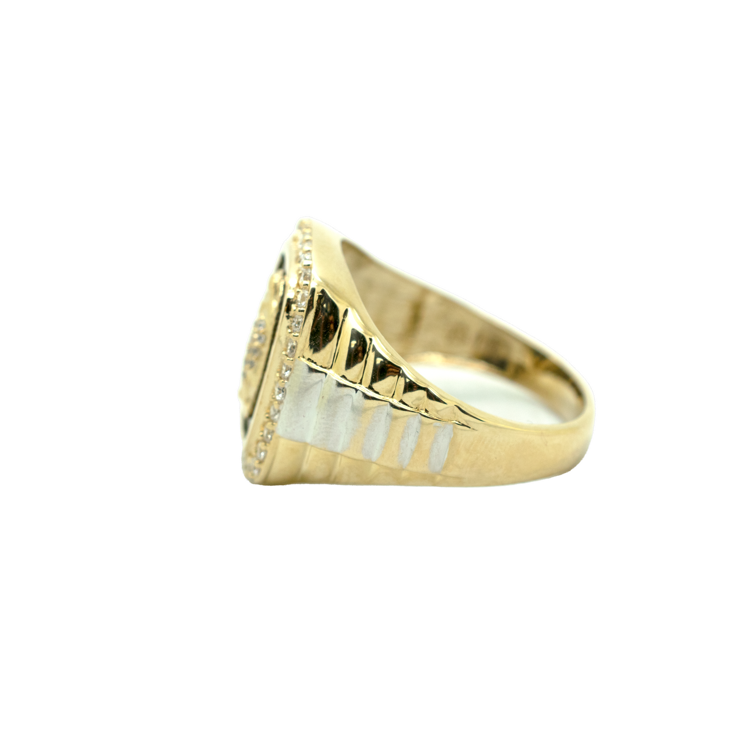 14k Gold CZ Virgin Mary with Onyx Ring