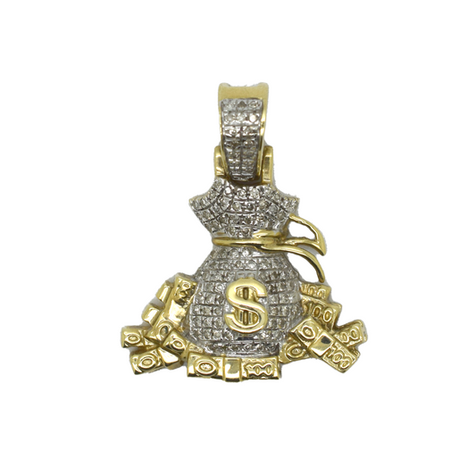 10k Gold Diamond Money Bag 0.35ct