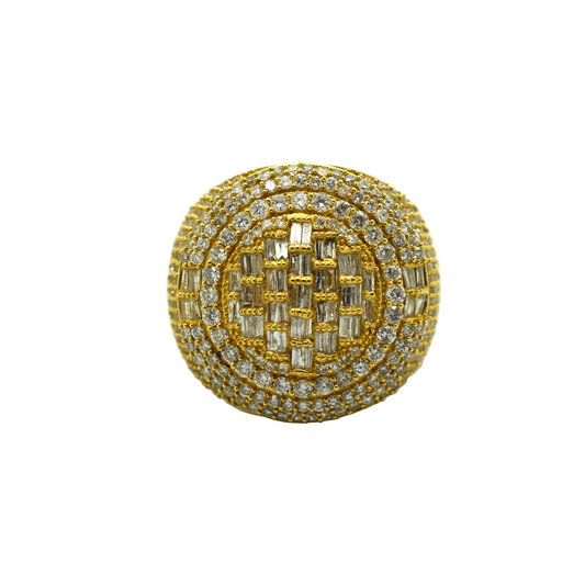 14k Gold Baguette & Round Diamond Circle Ring 2.90ct