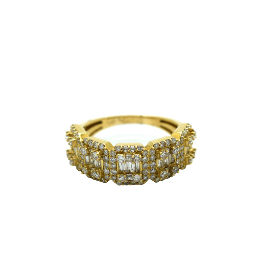 14k Gold Baguette & Round Diamond Ring 1.68ct