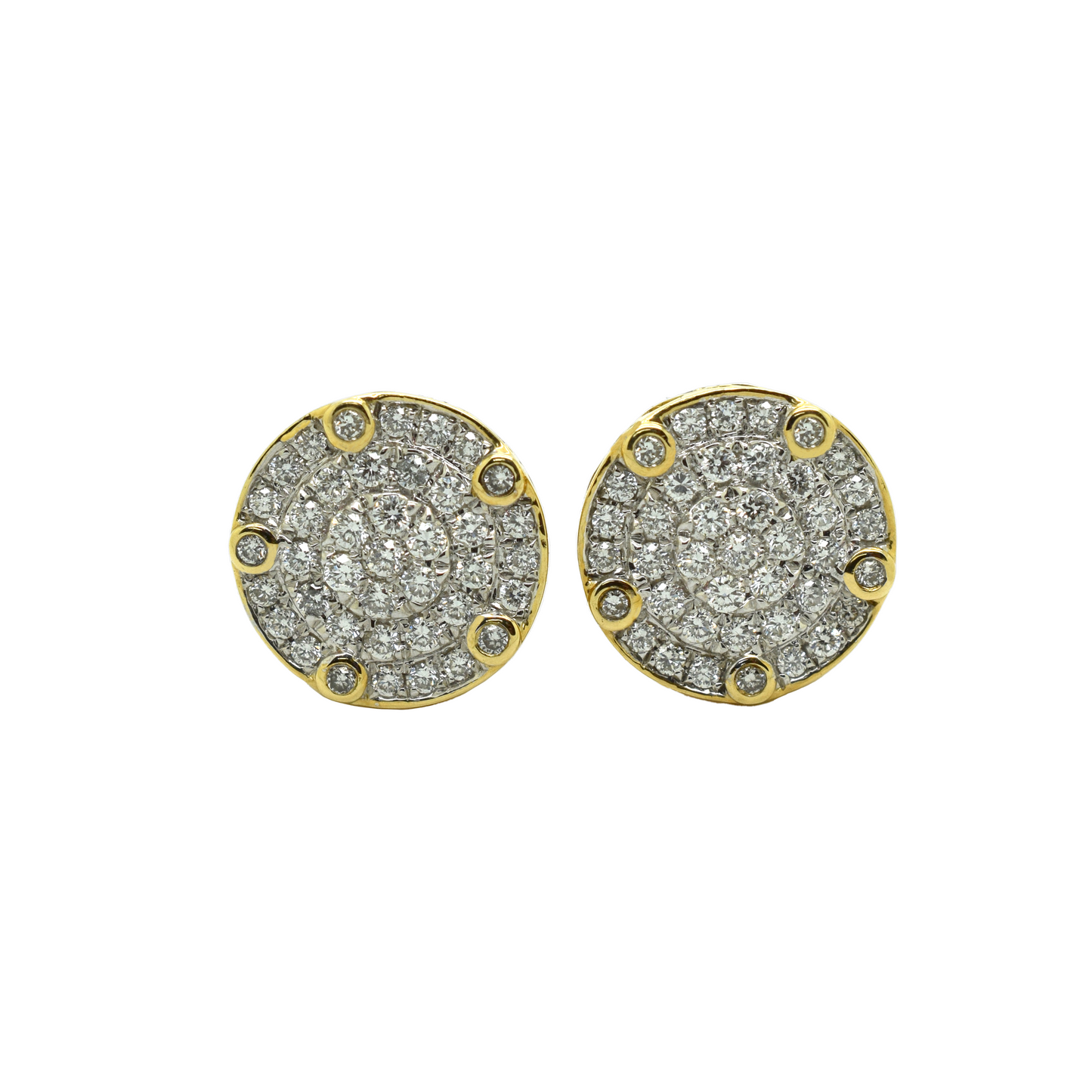 14k Gold Diamond Cluster 5-Point Circle Earrings 1.39ct