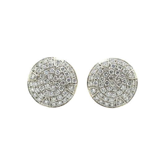 14k Gold Diamond Cluster Circle Earrings 1.45ct