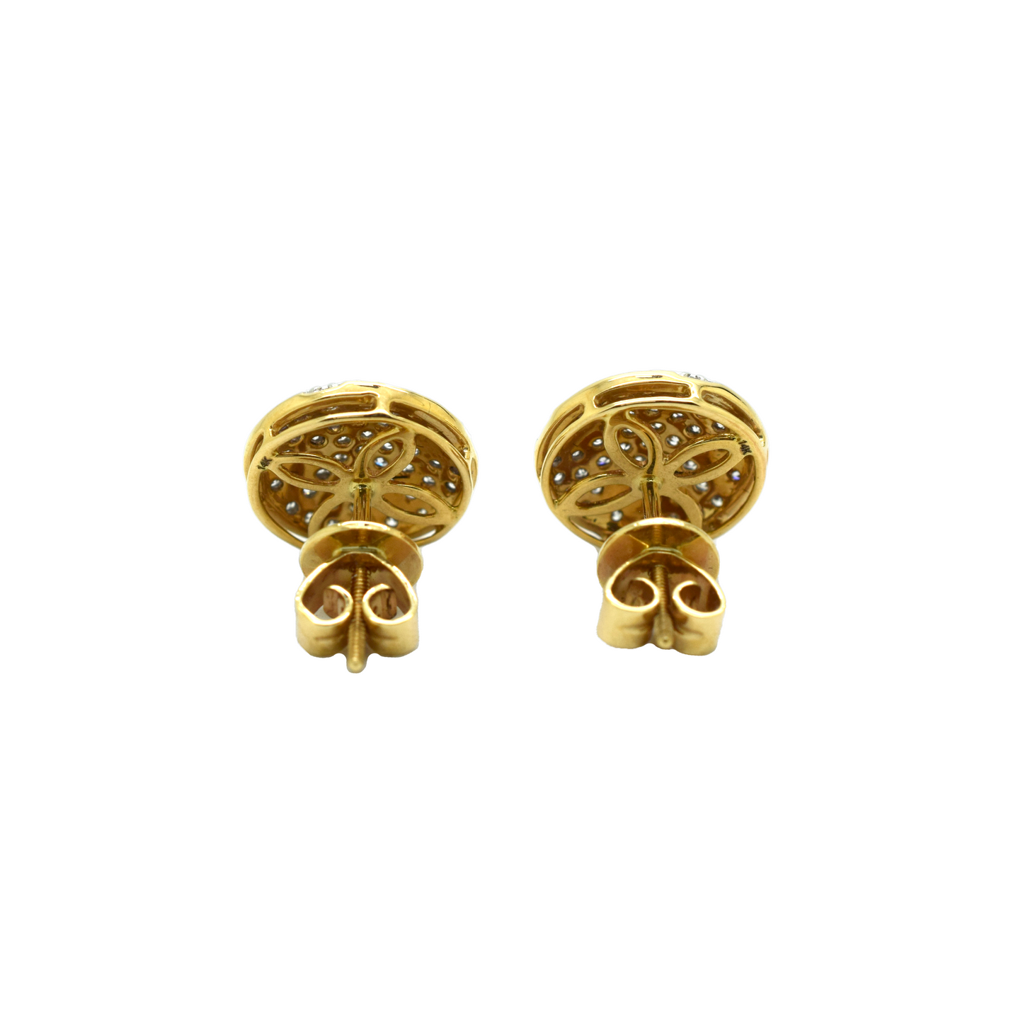 14k Gold Diamond Cluster Circle Earrings 1.45ct
