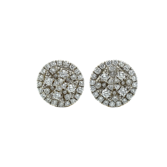 14k Gold Diamond Cluster Circle Earrings 1.55ct