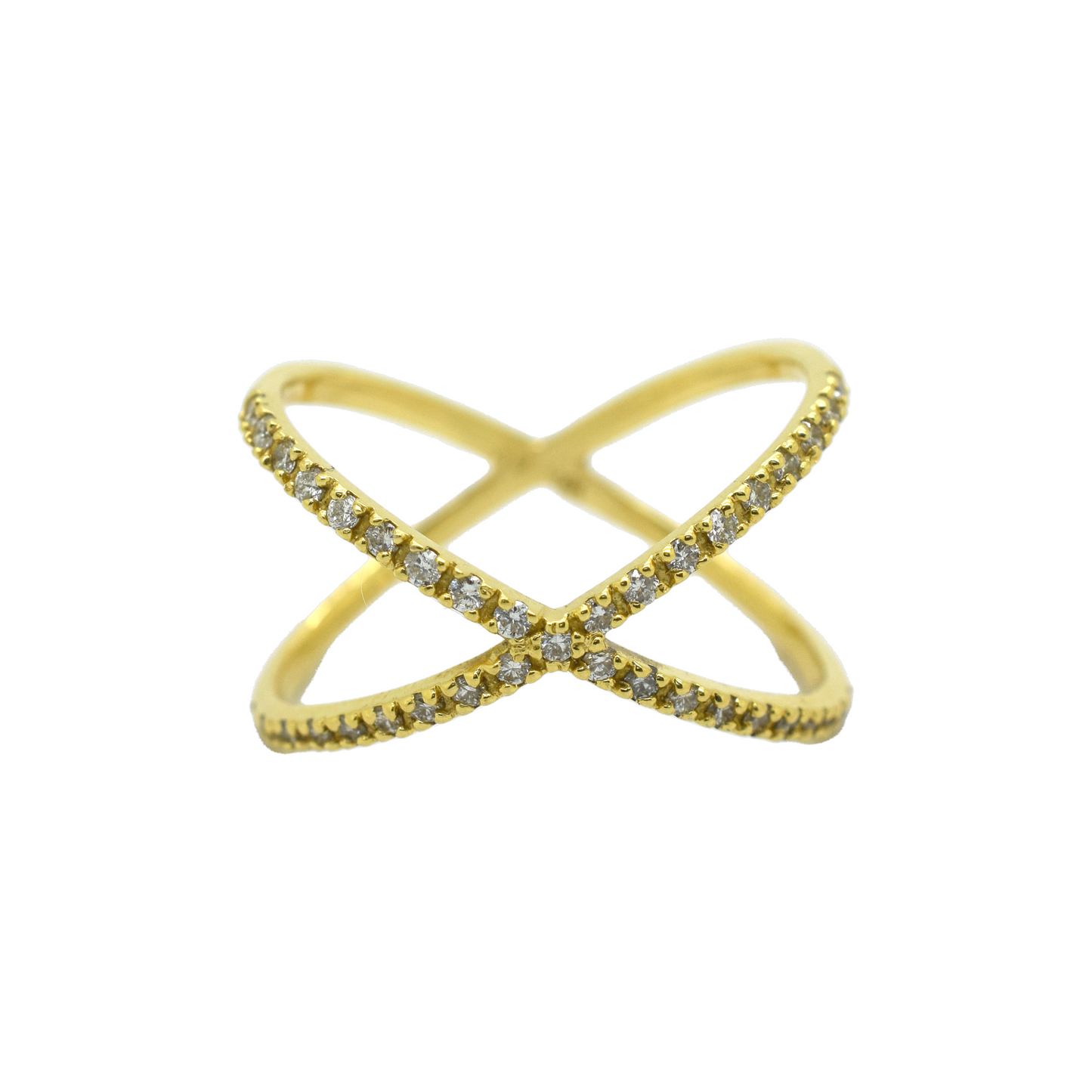 14k Gold Diamond Criss Cross Ring 0.58ct