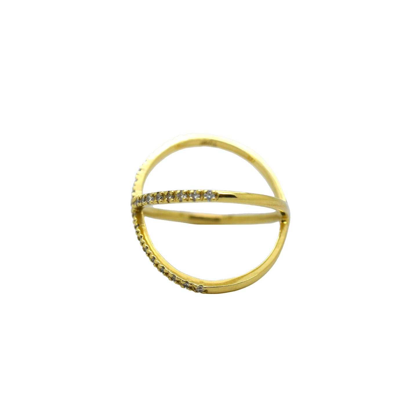 14k Gold Diamond Criss Cross Ring 0.58ct