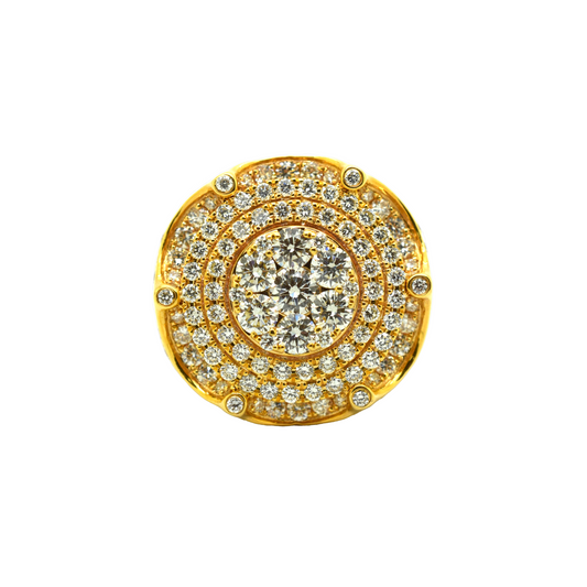 14k Gold Diamond Crowned Cake Ring 3.15ct