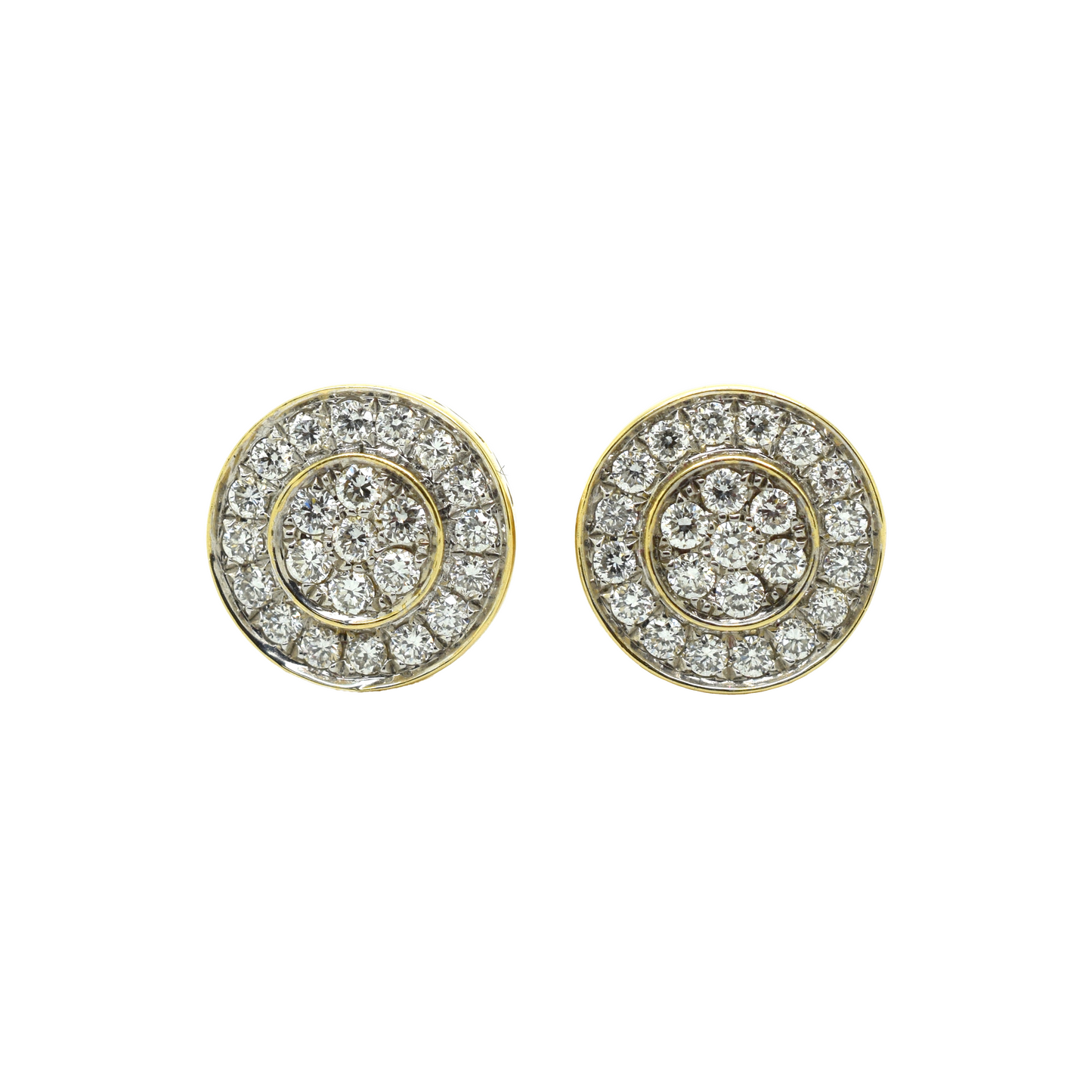 14k Gold Diamond Double Circle Earrings 1.25ct