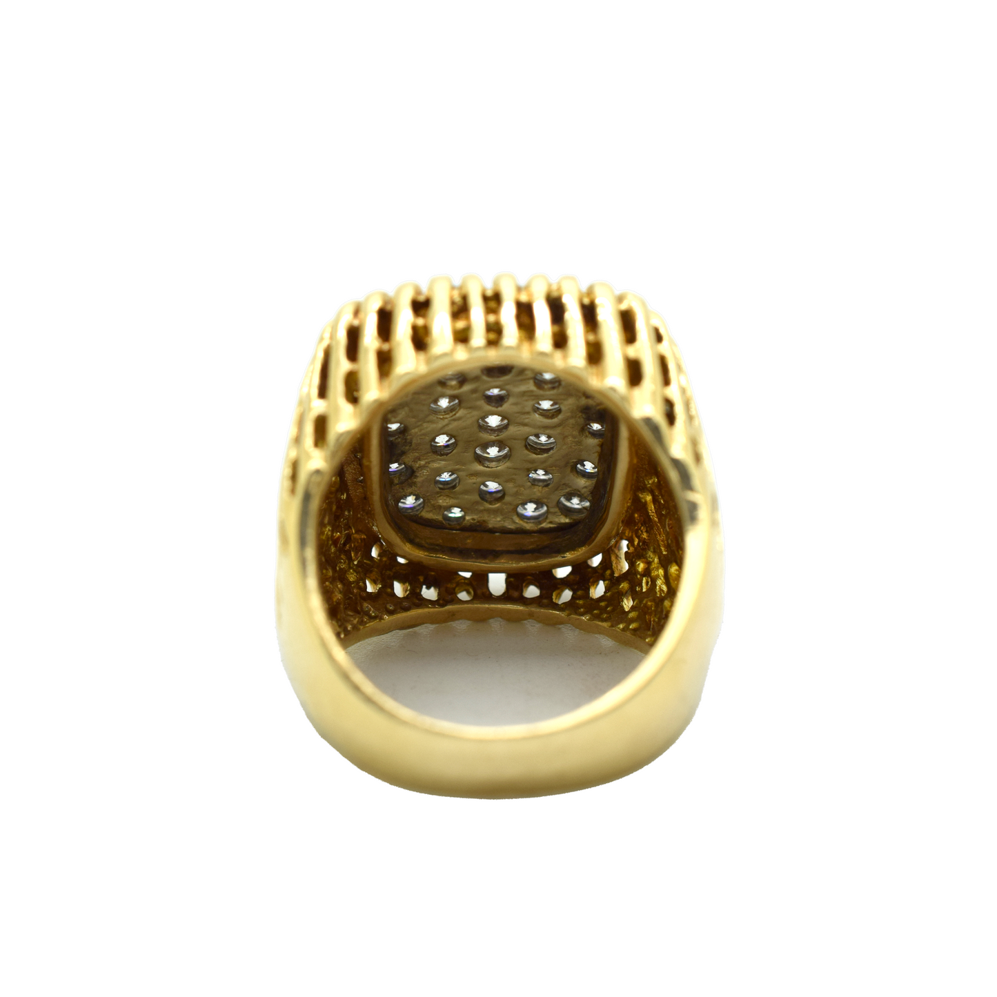 14k Gold Diamond Open Ribbed Ring 2.16ct