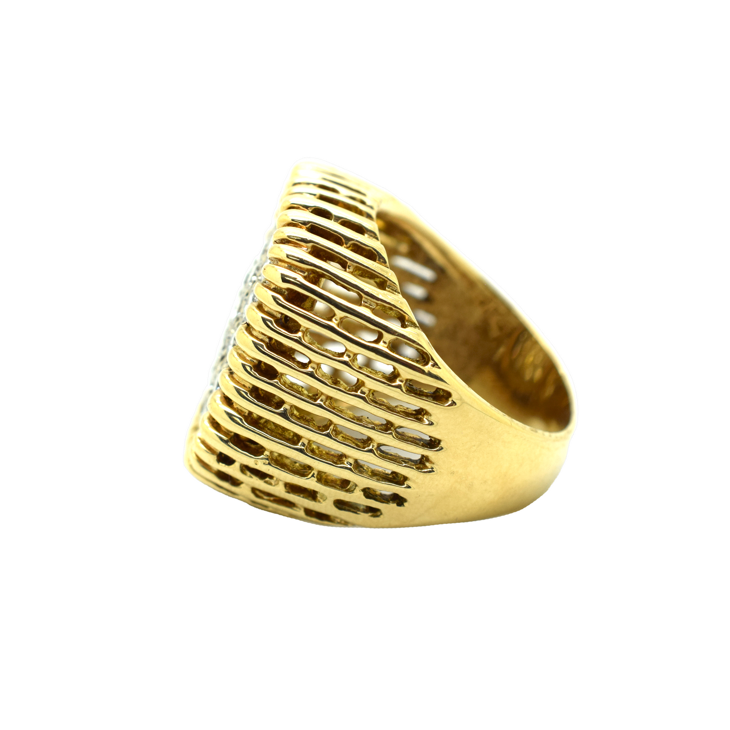 14k Gold Diamond Open Ribbed Ring 2.16ct