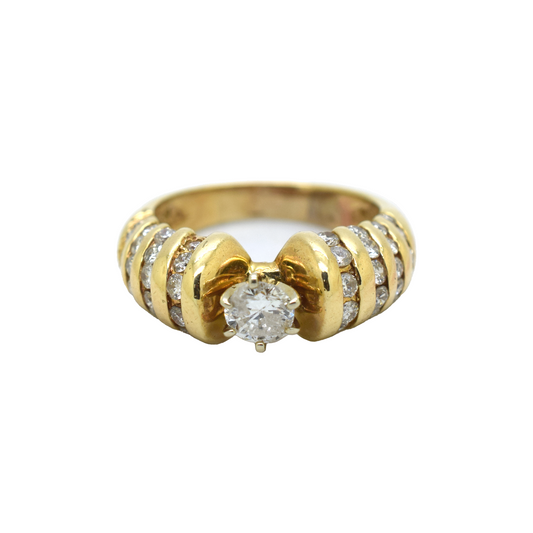 14k Gold Diamond Ribbed Ring 1.46ct